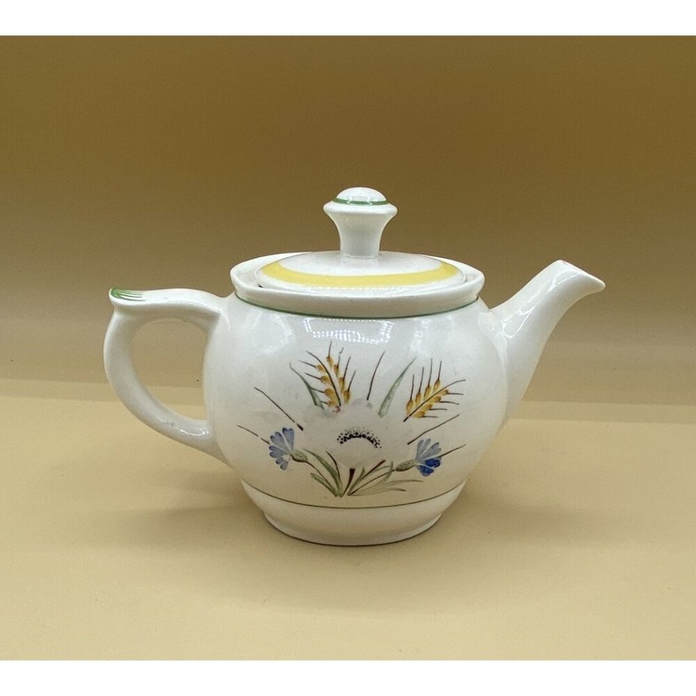 Arabia Finland MCM Windflower Gold Wheat Pattern 5” Teapot Vintage READ